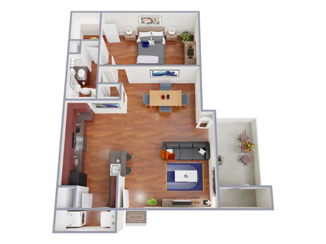 A2140 Floorplan: 1 Bedroom, 1 Bathroom
