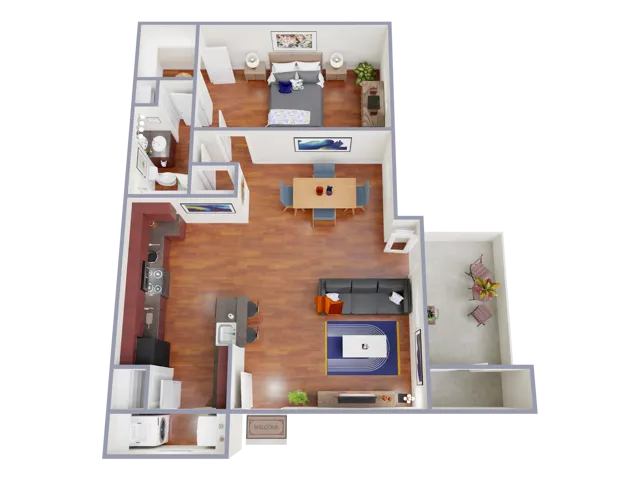 A280 Floorplan: 1 Bedroom, 1 Bathroom