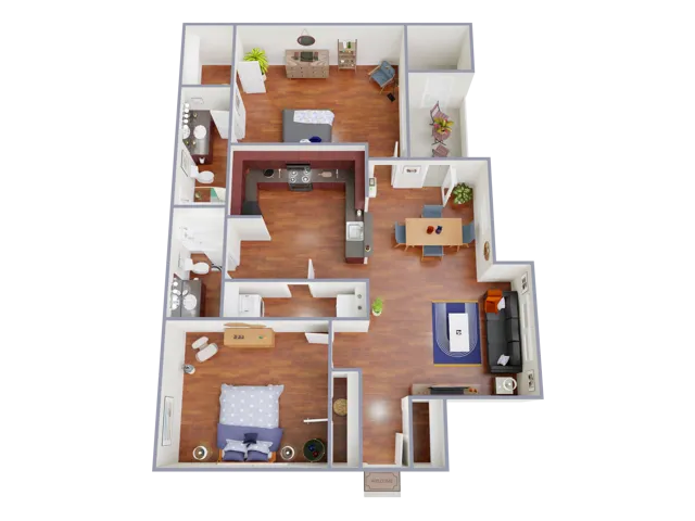 B1140 Floorplan: 2 Bedroom, 2 Bathroom