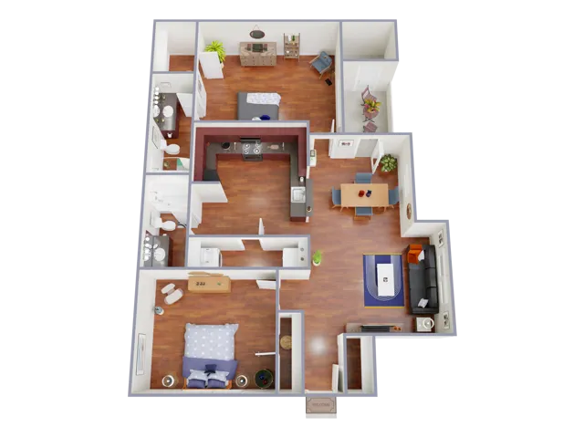 B180 Floorplan: 2 Bedroom, 2 Bathroom