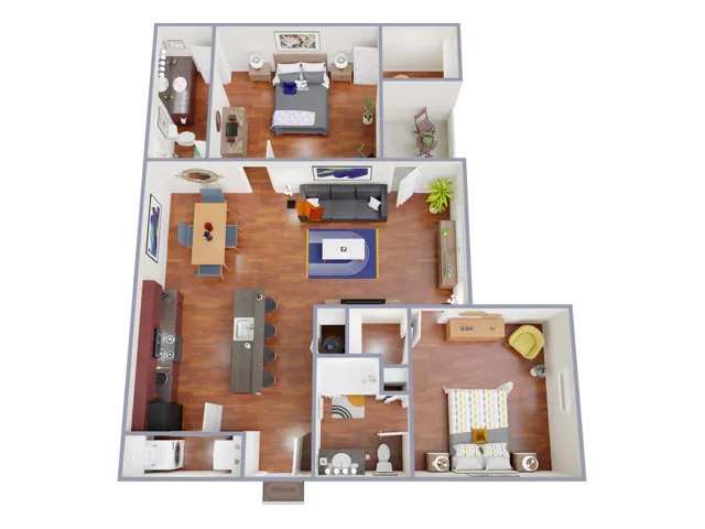 B280 Floorplan: 2 Bedroom, 2 Bathroom