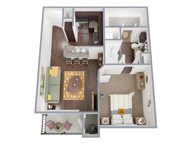 A1 Floorplan: 1 Bedroom, 1 Bathroom