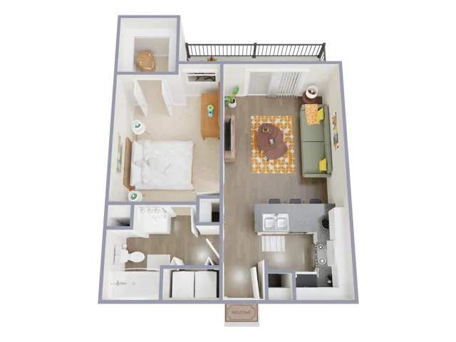A160 Floorplan: 1 Bedroom, 1 Bathroom