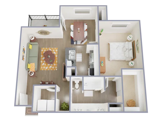 A3 Floorplan: 1 Bedroom, 1 Bathroom