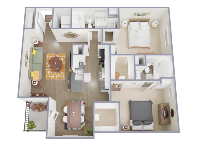 B1 Floorplan: 2 Bedroom, 2 Bathroom