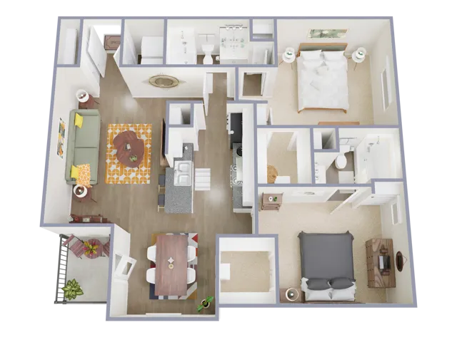 B160 Floorplan: 2 Bedrooms, 2 Bathroom