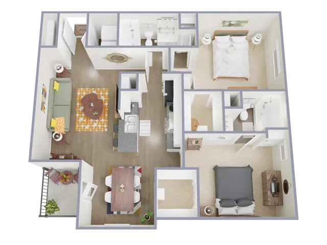 B180 Floorplan: 2 Bedroom, 2 Bathrooms