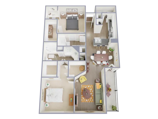B2 Floorplan: 2 Bedroom, 2 Bathroom