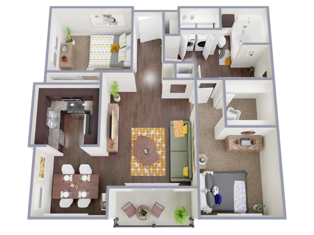 B180 Floorplan: 2 Bedroom, 1 Bathroom