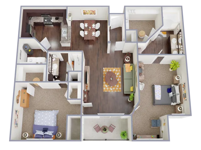 B280 Floorplan: 2 Bedrooms, 2 Bathrooms