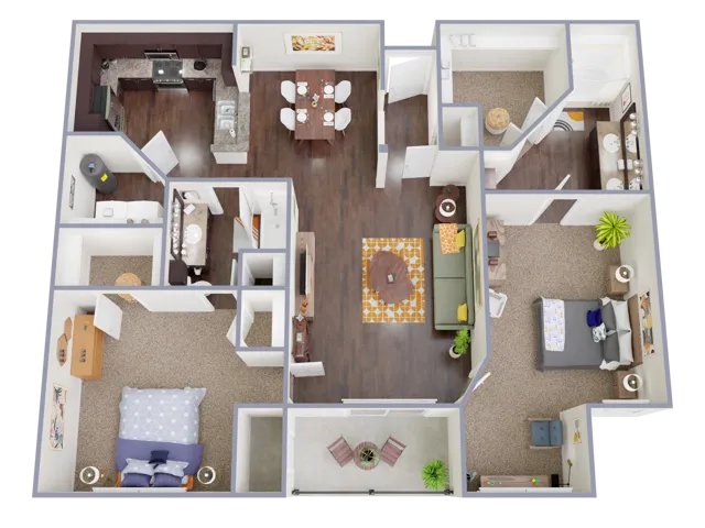 B360 Floorplan: 2 Bedrooms, 2 Bathrooms