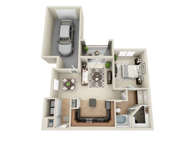 1AGg | 1 Bed, 1 Bath Floor Plan