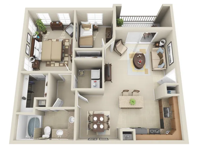 A4a Floorplan: 1 Bedroom, 1 Bathroom With Den
