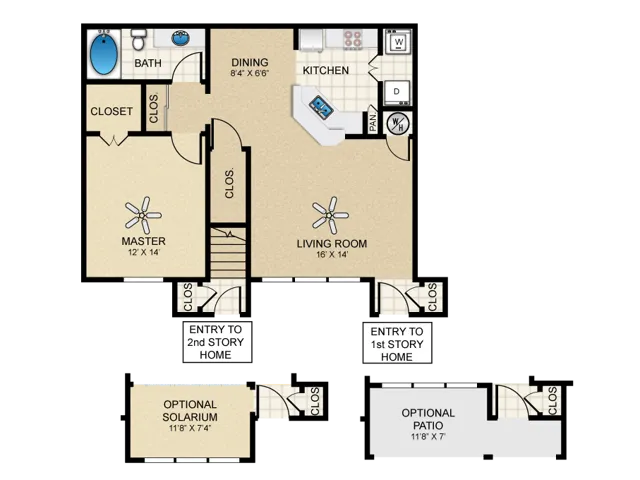 BB Floorplan: 1 Bedroom, 1 Bathroom