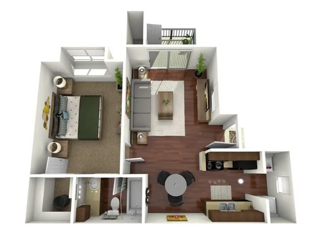 A1 Floorplan: 1 Bedroom, 1 Bathroom