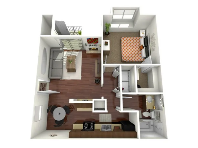 A2 Floorplan: 1 Bedroom, 1 Bathroom