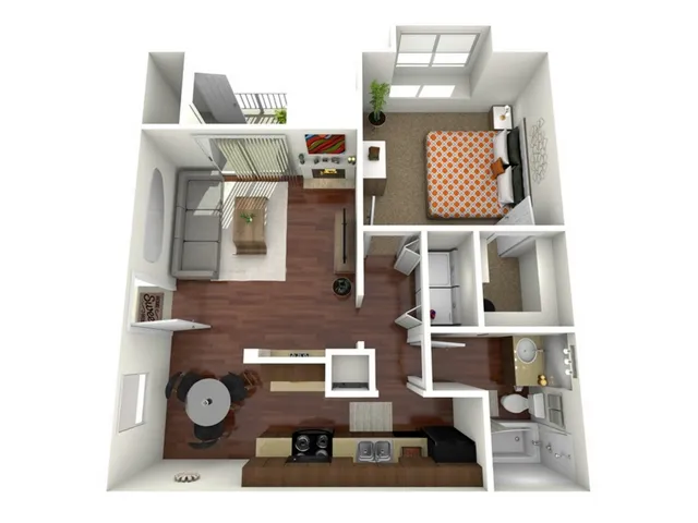 A2 Floorplan: 1 Bedroom, 1 Bathroom