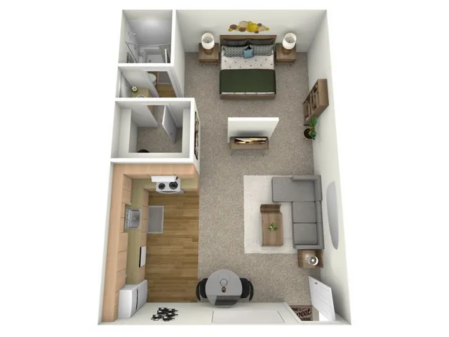 S1 Floorplan: Studio Apartment - 0 Bed, 1 Bath