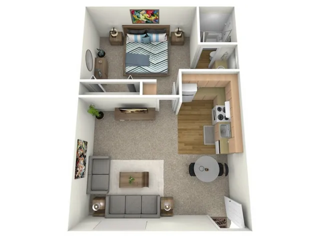 A1 Floorplan: 1 Bedroom, 1 Bathroom