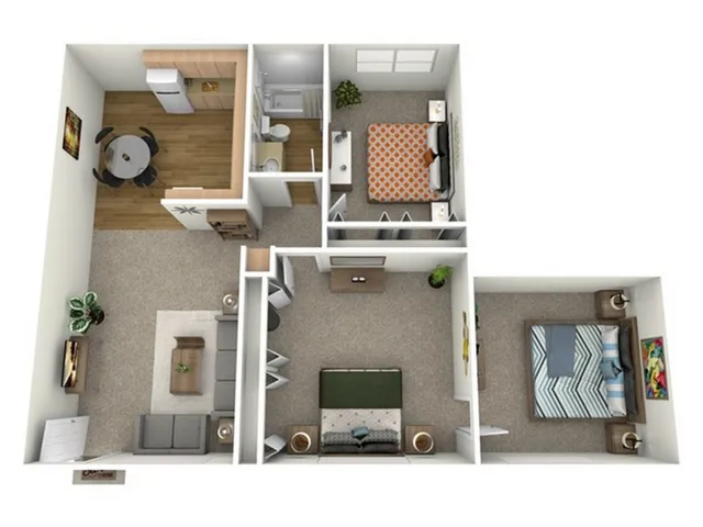 C1 Floorplan: 3 Bedroom, 2 Bathroom