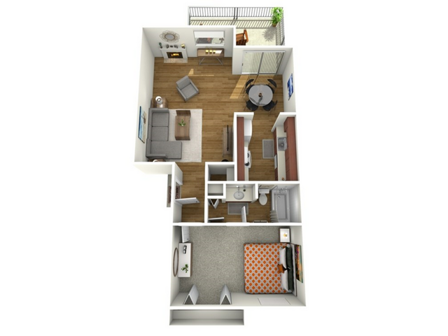 A1 Floorplan: 1 Bedroom, 1 Bathroom