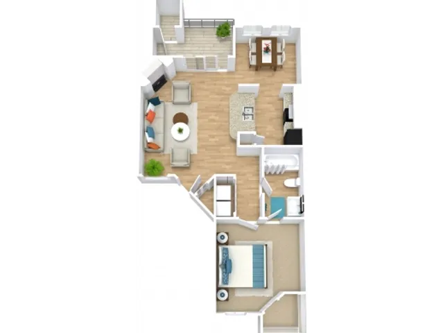 A1 Floorplan: 1 Bedroom, 1 Bathroom