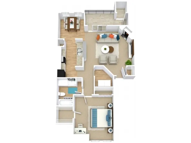 A2 Floorplan: 1 Bedroom, 1 Bathroom