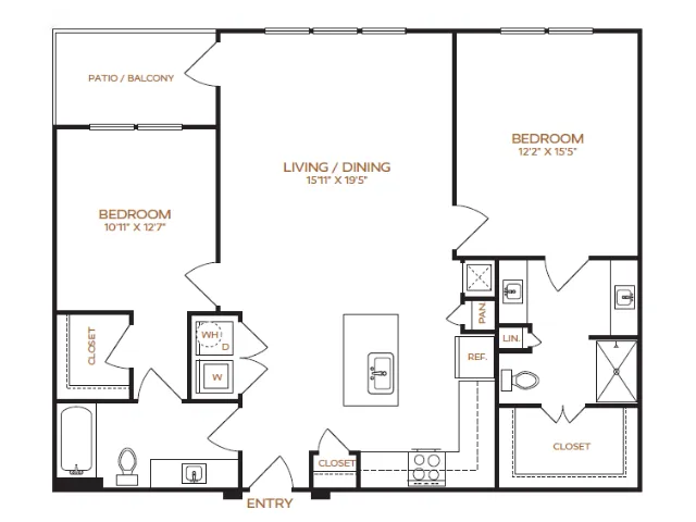 2 Bedroom | 2 Bathroom | 1190 Sq. Ft. | Income Restricted