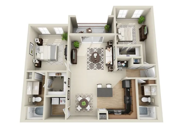 2CG Floorplan | 2 Bed, 2 Bath