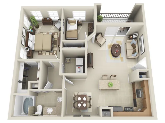 A4 Floorplan: 1 Bedroom, 1 Bathroom With Den