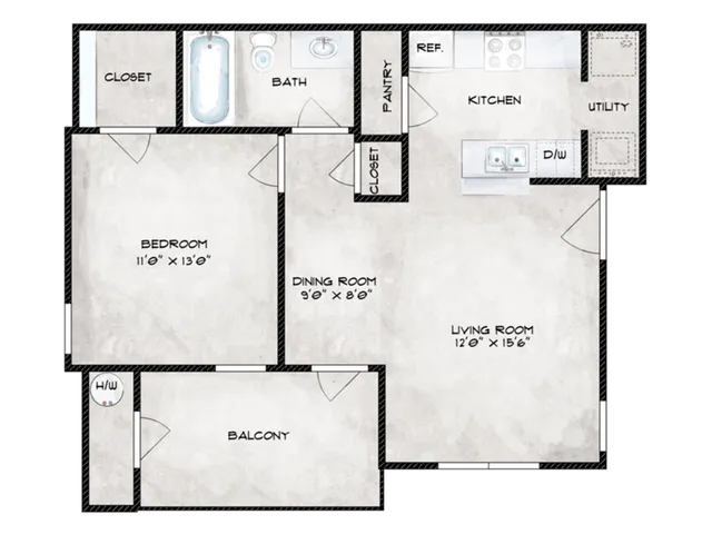 1 Bedroom Floorplan