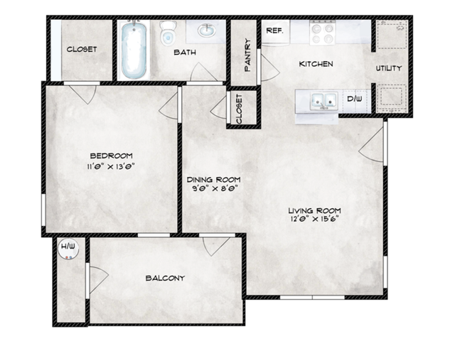 1 Bedroom Floor Plan