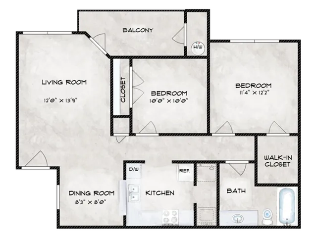 2 Bedroom Floor Plan