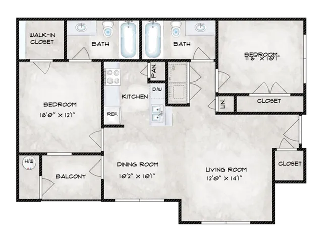 2 Bedroom Floor Plan