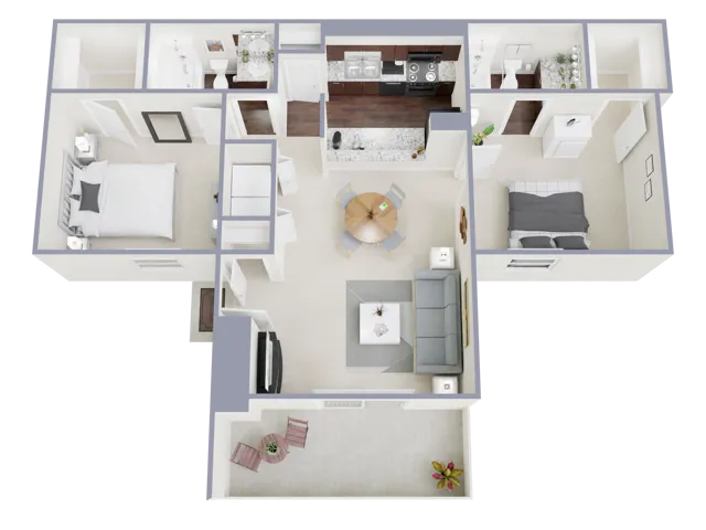 B3 Floorplan: 2 Bedroom, 2 Bathroom