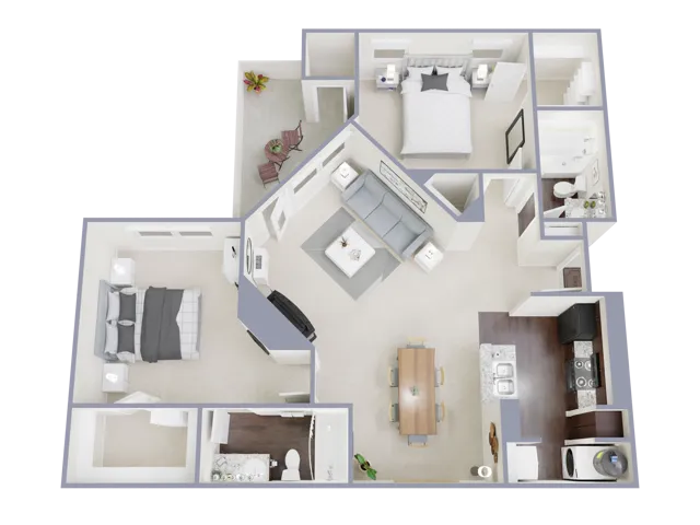 B5 Floorplan: 2 Bedroom, 2 Bathroom