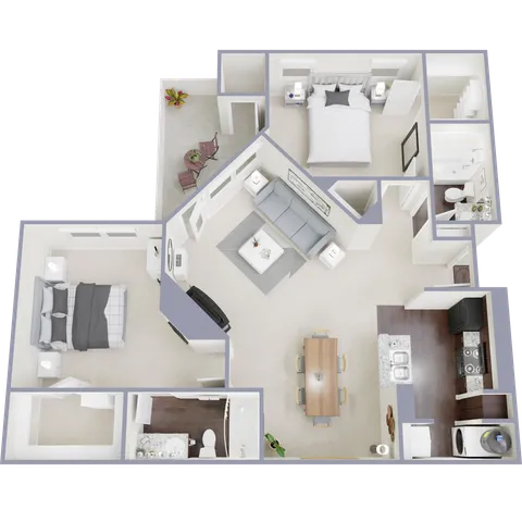 B5 Floorplan: 2 Bedroom, 2 Bathroom