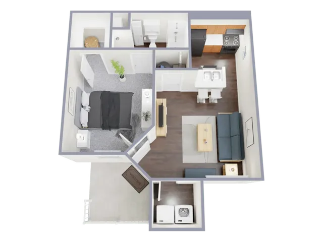 A1 Floorplan: 1 Bedroom, 1 Bathroom