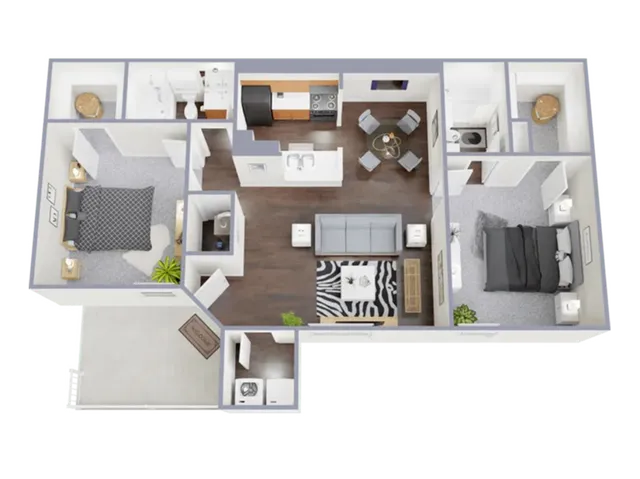 B2 Floorplan: 2 Bedroom, 2 Bathroom