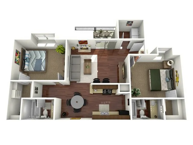 B1 Floorplan: 2 Bedroom, 2 Bathroom