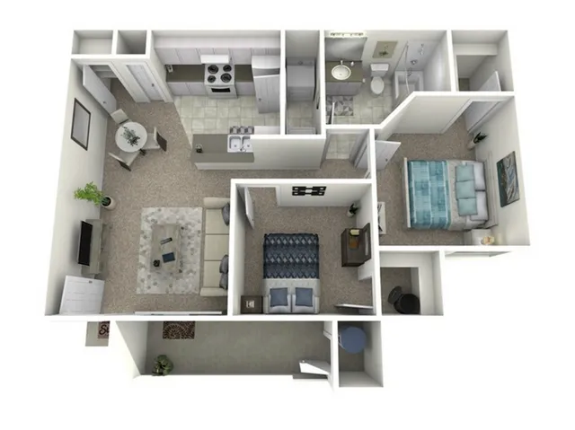 B1B Floorplan: 2 Bedrooms, 1 Bathroom