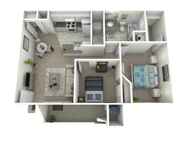 B1C Floorplan: 2 Berdooms, 1 Bathroom