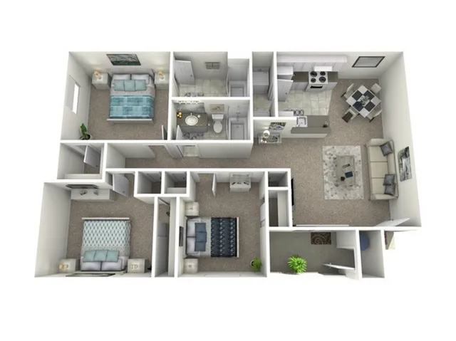 C3 Floorplan: 3 Bedrooms, 2 Bathrooms