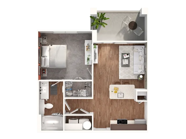 A1 Floorplan: 1 Bedroom, 1 Bathroom