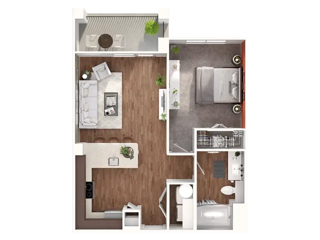A2 Floorplan: 1 Bedroom, 1 Bathroom