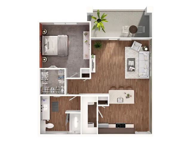 A3 Floorplan: 1 Bedroom, 1 Bathroom
