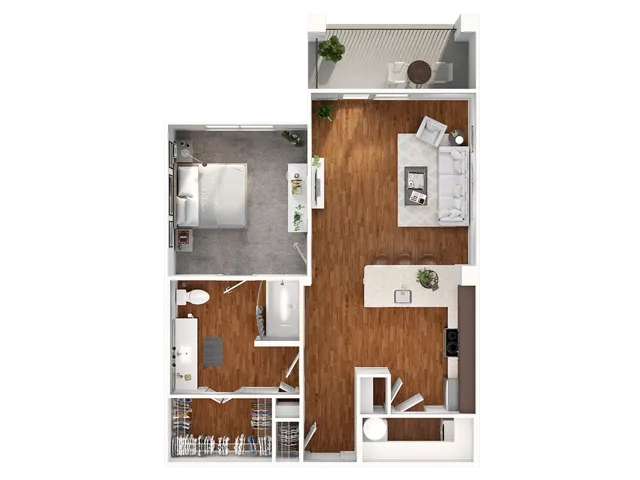 A4 Floorplan: 1 Bedroom, 1 Bathroom With Den
