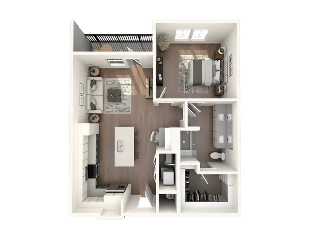 A2 Floorplan: 1 Bedroom, 1 Bathroom