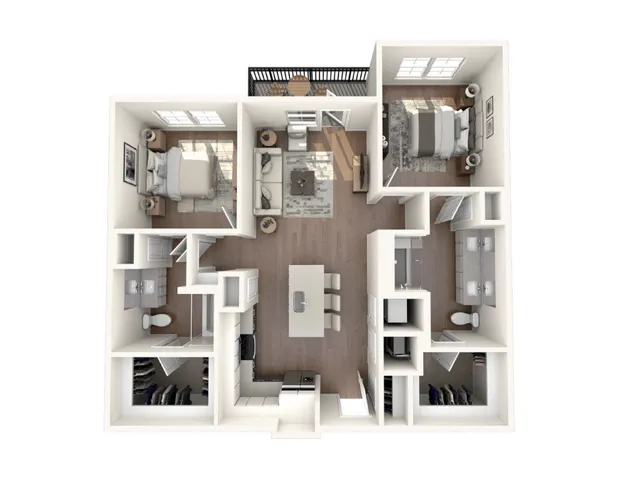 B1 Floorplan: 2 Bedroom, 2 Bathroom