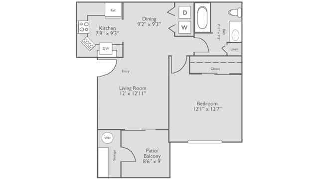 1 Bedroom, 1 Bathroom